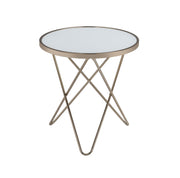 Round Glass And Champagne End Table