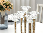 Tillandsia 5 Candles Holder with Pendants, Gold Crushed Diamonds Glass