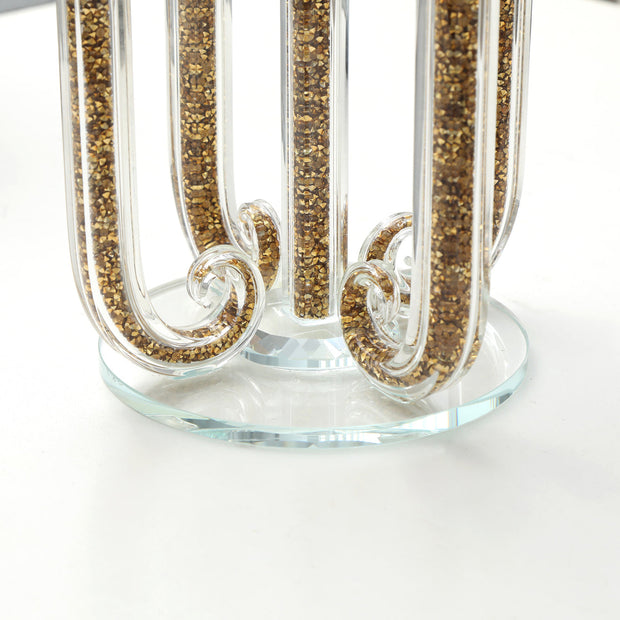 Tillandsia 5 Candles Holder with Pendants, Gold Crushed Diamonds Glass