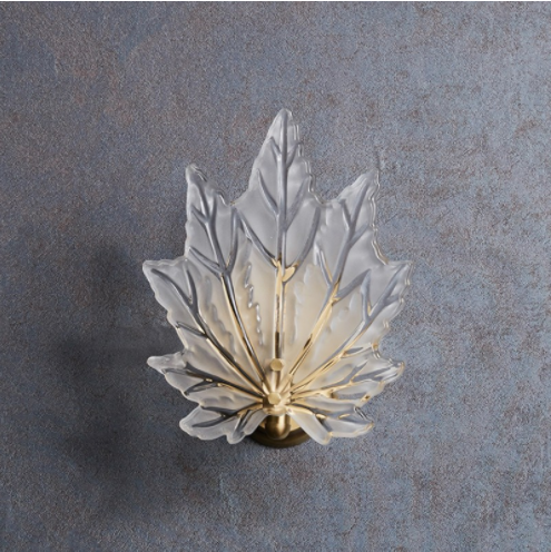 Maple leaf glass wall lamp